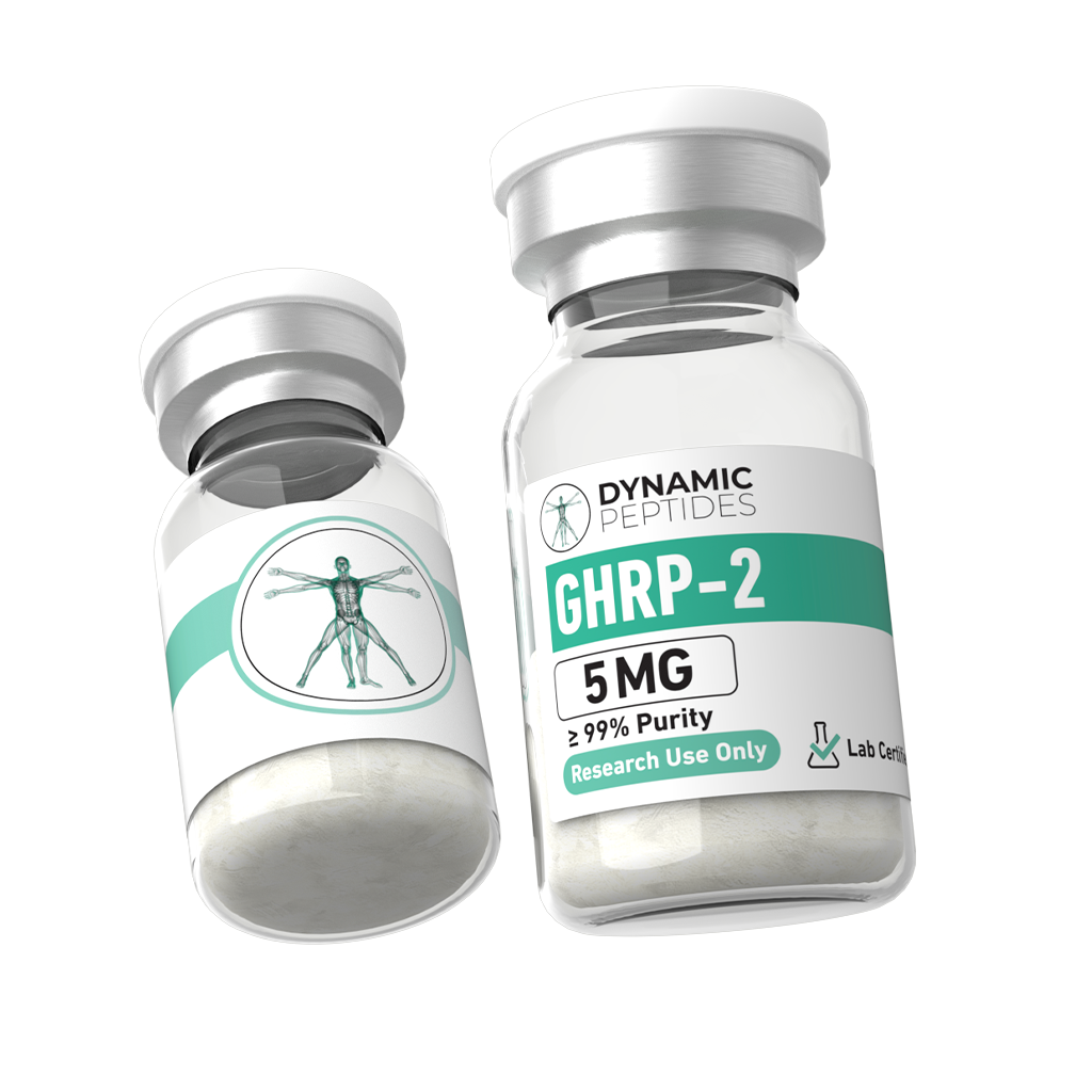 Two GHRP-2 Peptide Vials Side By Side Front View